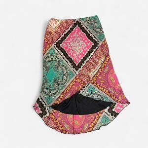 Vintage TRIXXI Patchwork Paisley High Low Midi Skirt